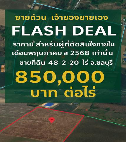 FLASH DEAL  ขายที่ดินแปลงใหญ่ 48 ไร่ 2 งาน 20 ตร.วา – บ่อทอง ชลบุรี