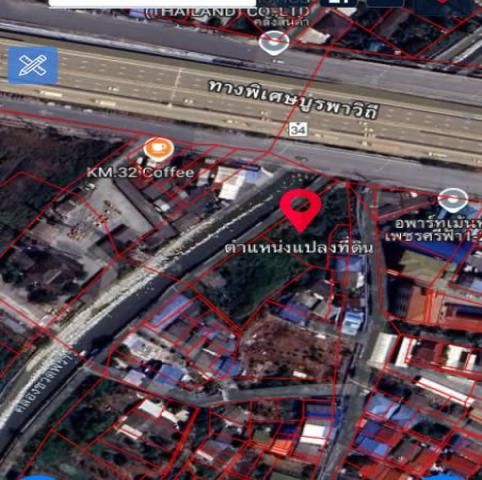 ที่ดินเปล่า  2แปลง ขนาด 1 ไร่ 2งาน 49 ตรว. ตั้งอยู่ฝั่งขาเข้า ถนนบางนา ตราด กม 32 ที่ติดถนน