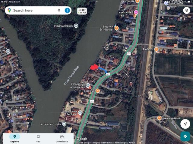ขายที่ดินเปล่าทำเลทองติดริมแม่น้ำเจ้าพระยา ต.บ้านโพธิ์ อ.บางปะอิน จ.อยุธยา