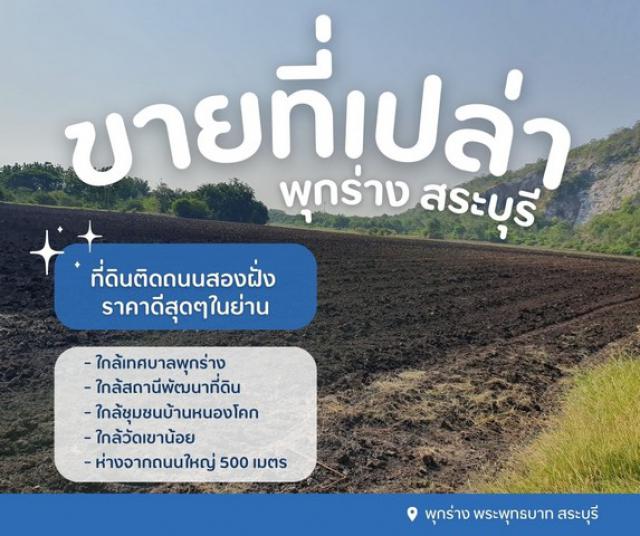 ขายที่ดินเปล่า..สระบุรี ติดถนนสองฝั่ง ราคาดีสุดๆในย่าน  ห่างจากถนนใหญ่ 500 เมตร