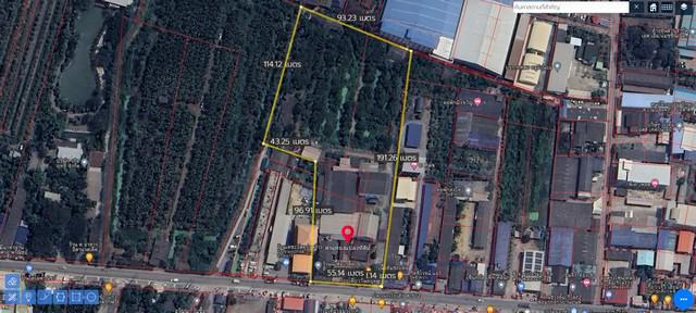 ขายที่ดินติดถนนผังสีม่วงกระทุ่มแบน มีสิ่งปลูกสร้างภายใน รถเทรลเลอร์เข้า-ออกได้